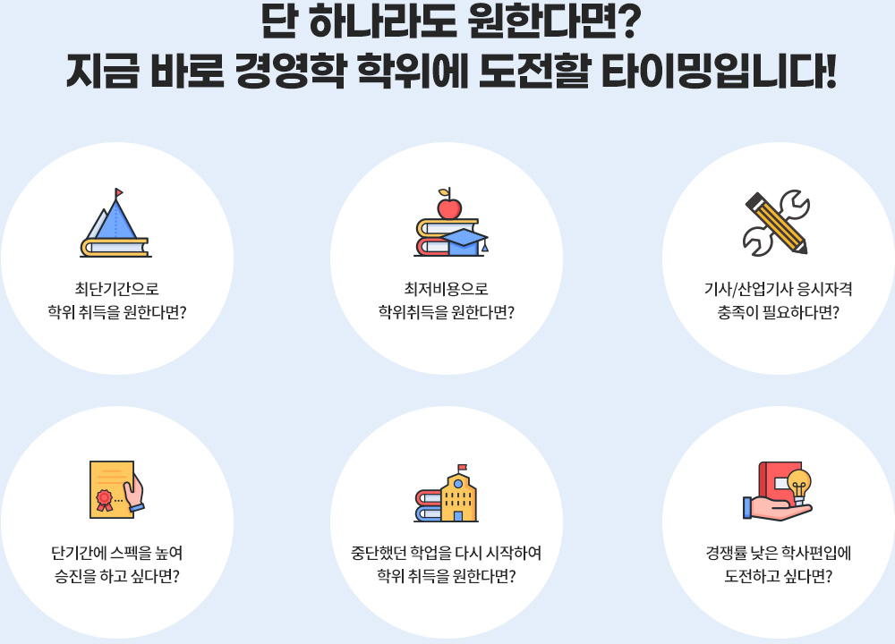 단 하나라도 원한다면? 지금 바로 경영학 학위에 도전할 타이밍입니다! 도식화 :아래 설명