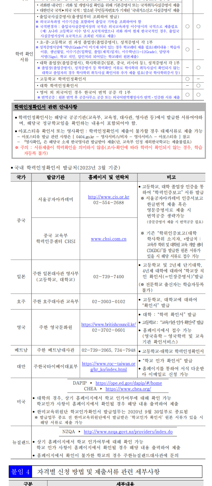 학점인정신청 안내 캡처 이미지:내용은 첨부파일과 같음