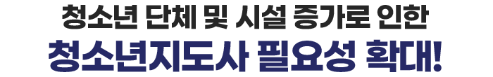 청소년 단체 및 시설 증가로 인한 청소년지도사 필요성 확대