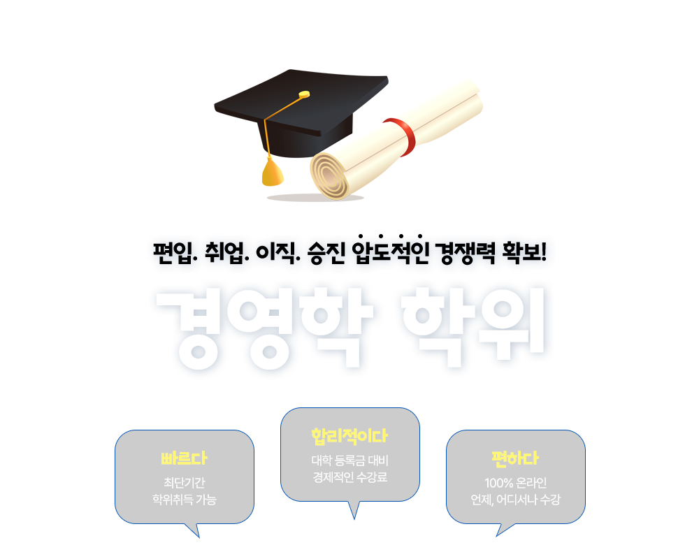 편입. 취업. 이직. 승진 압도적인 경쟁력 확보 경영학 학위 취득